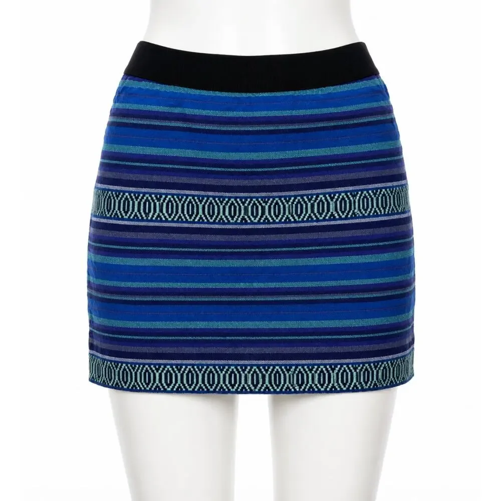 American Eagle Mini Skirt 8 Blue Purple Striped Boho Southwestern Festival Y2K
